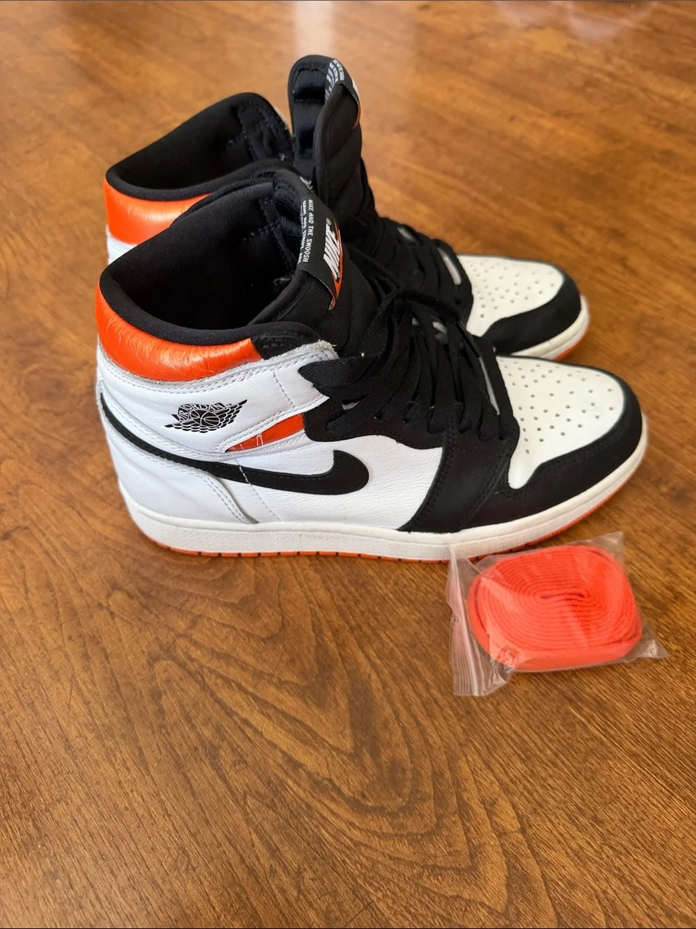 Nike High-Top Sneakers in Black, White & Orange Accents